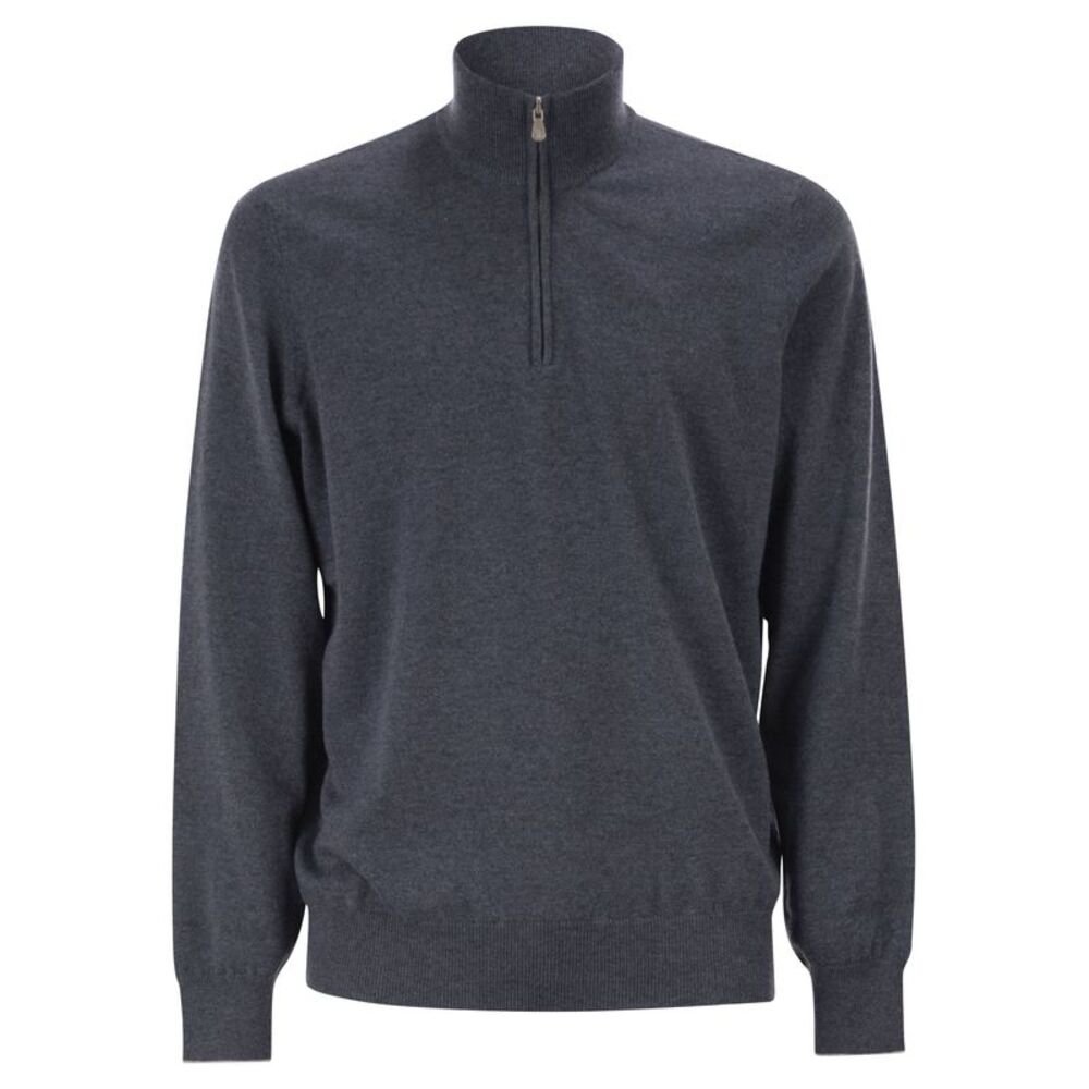 Brunello Cucinelli Men Cashmere Turtleneck Sweater With Zipper